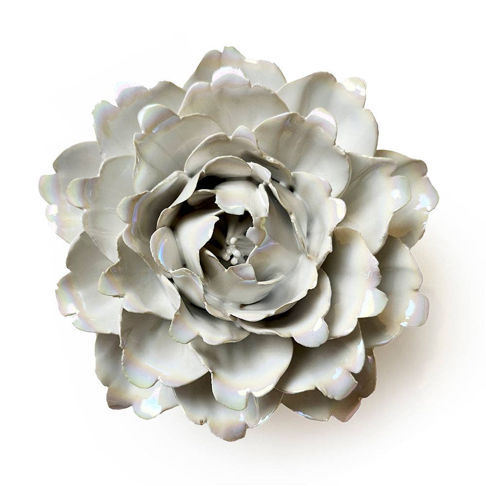 Chive Ceramic Flowers With Keyhole For Hanging White Collection