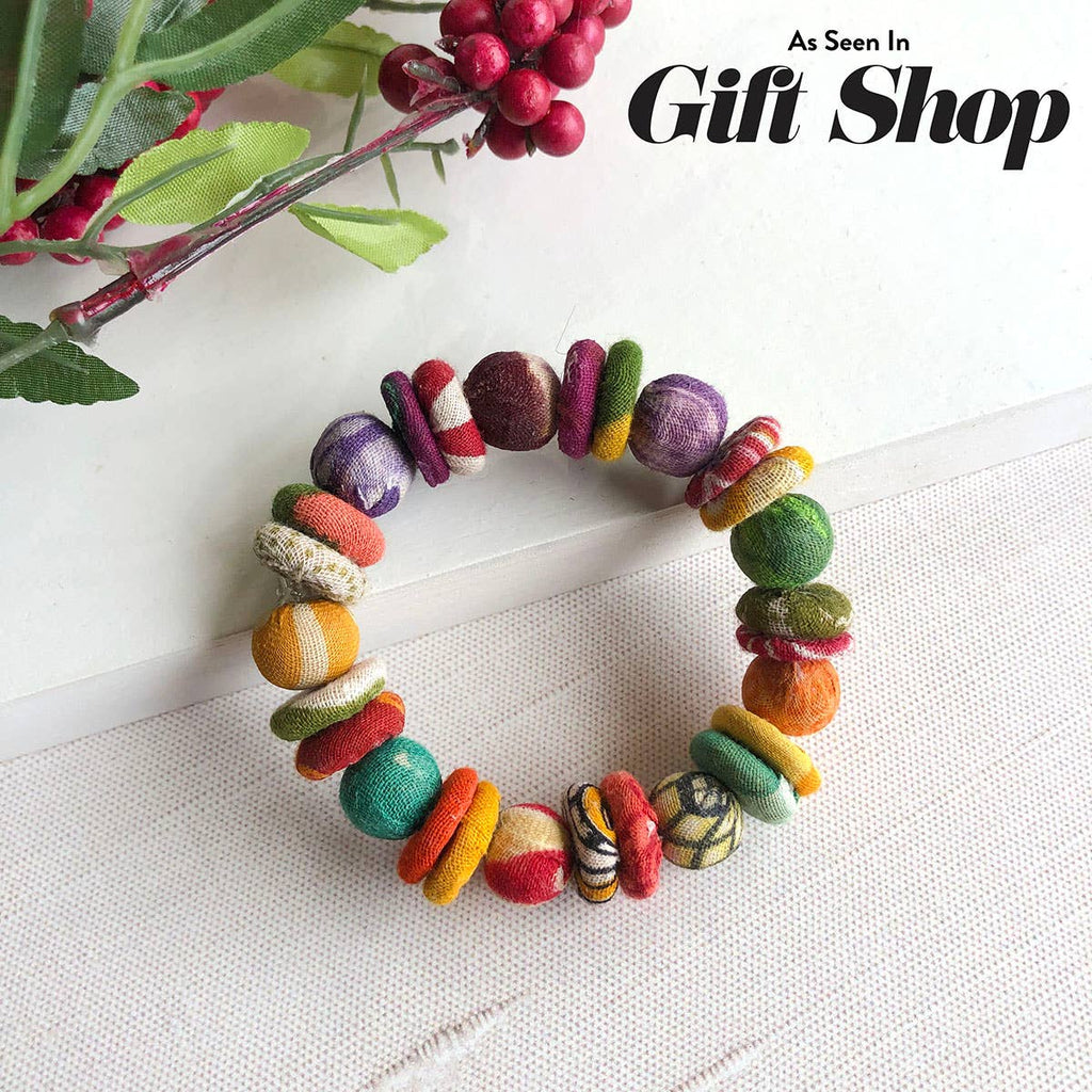 WorldFinds Kantha Button Bracelet Greenleaf Gallery Bannockburn